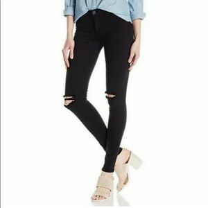 HUDSON KRISTA SUPER SKINNY BLACK DISTRESSED JEANS